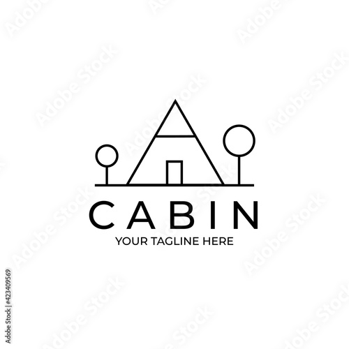 cabin logo minimalist vector line art design illustration