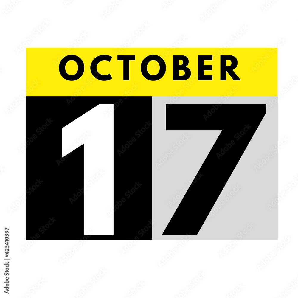 Fototapeta premium October 17 . flat daily calendar icon .date ,day, month .calendar for the month of October