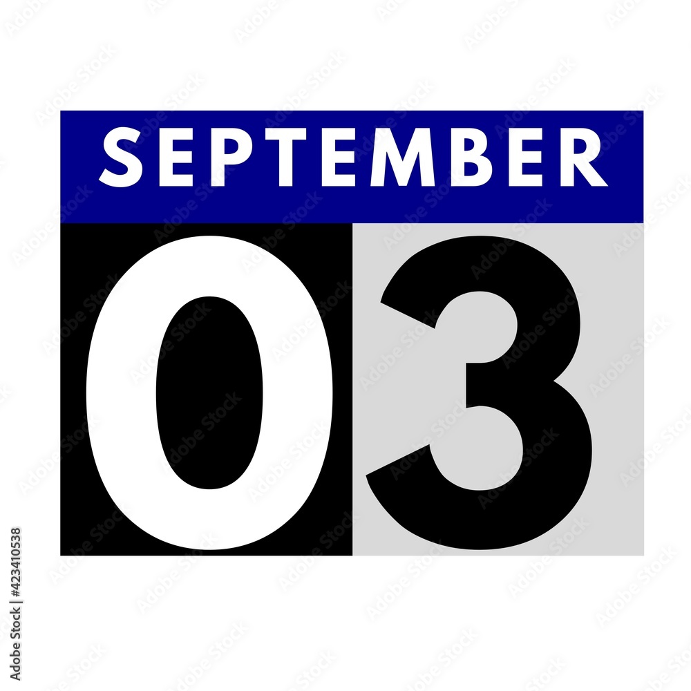 September 3 . flat daily calendar icon .date ,day, month .calendar for the month of September September 3 . flat daily calendar icon .date ,day, month .calendar for the month of September