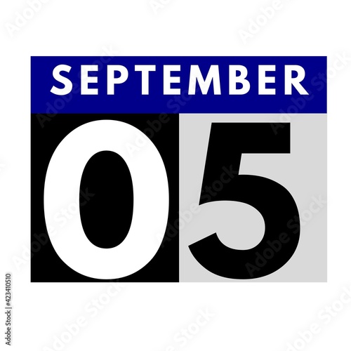 September 5 . flat daily calendar icon .date ,day, month .calendar for the month of September