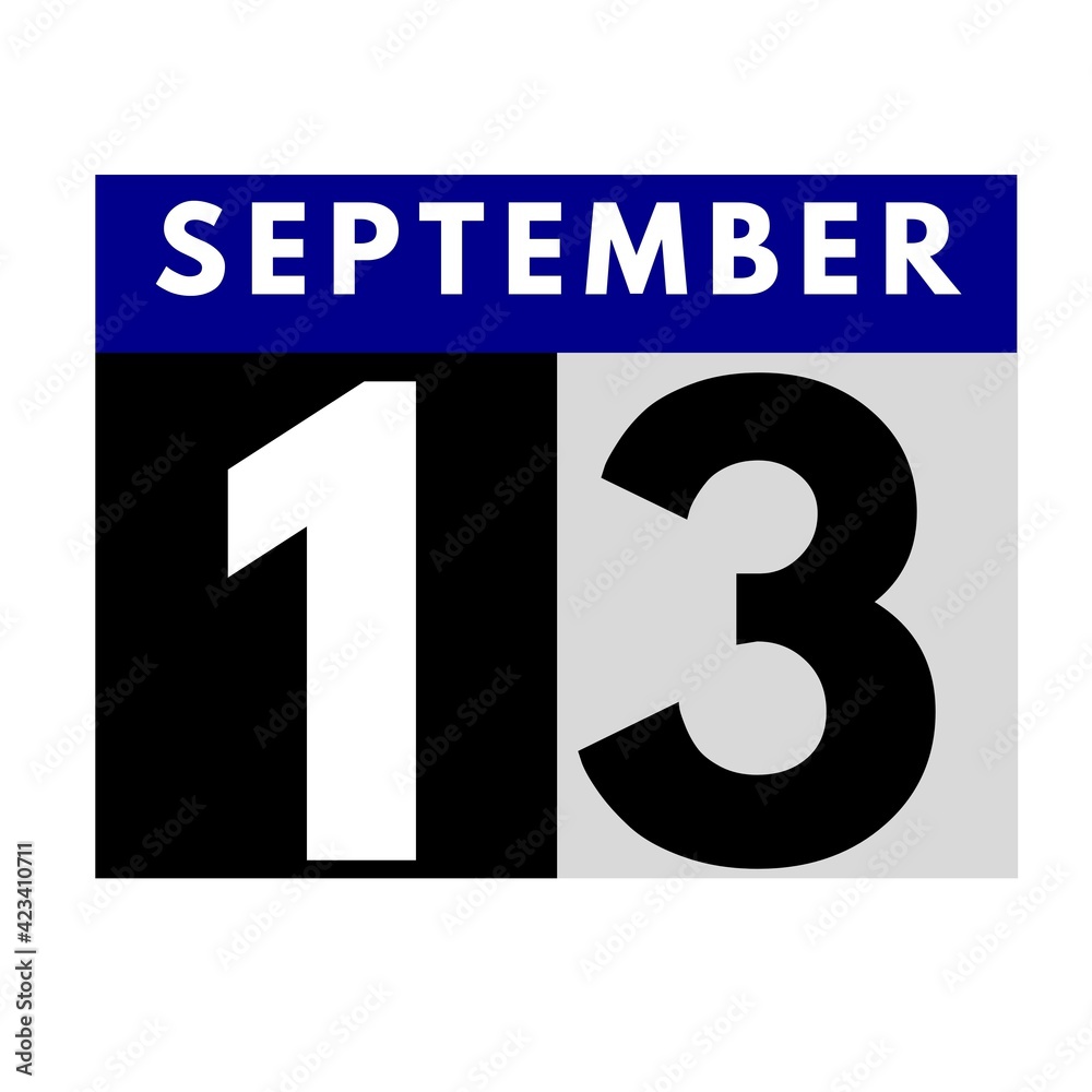 September 13 . flat daily calendar icon .date ,day, month .calendar for the month of September September 13 . flat daily calendar icon .date ,day, month .calendar for the month of September