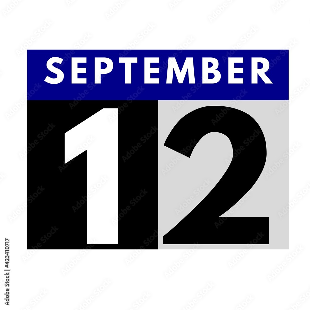 Fototapeta premium September 12 . flat daily calendar icon .date ,day, month .calendar for the month of September