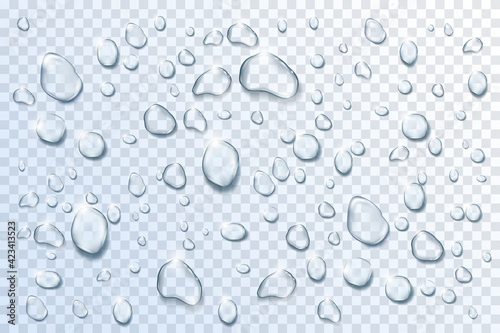 Fényképezés Water drops set on transparent background