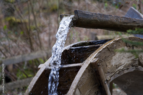 Water wheel in the forest at springtime. Photo taken March 27th, 2021.