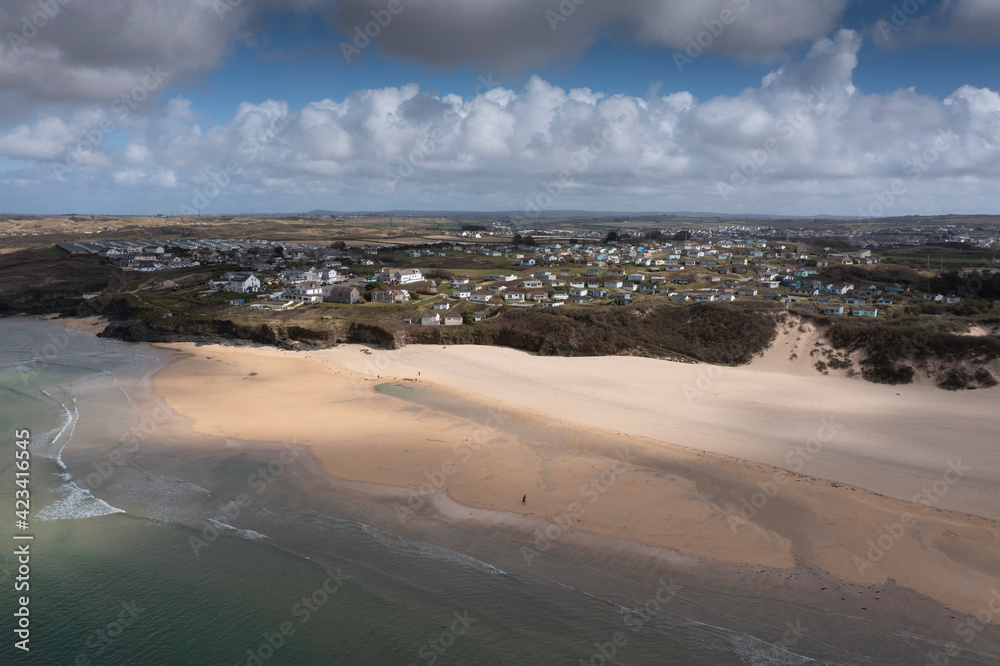 Aerial photograph taken near Hayle Beach, Hayle, Cornwall, England 