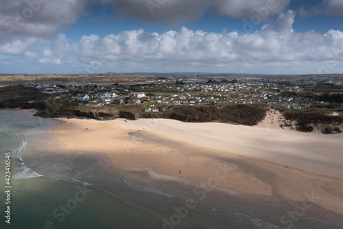 Aerial photograph taken near Hayle Beach, Hayle, Cornwall, England  photo