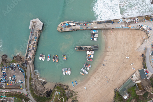 Aerial photograph taken near Newquay Harbour, Newquay, Cornwall, England  photo