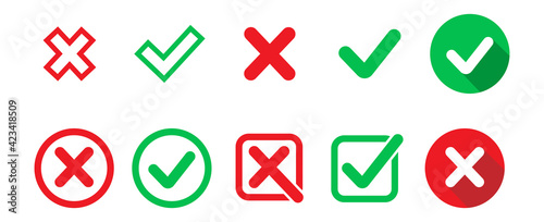 Check marks, tick and cross signs, green checkmark OK and red X icons, button for vote, decision Free Download Check marks, tick and cross signs, green checkmark OK and red X icons, button for vote, decision - GFXLoad