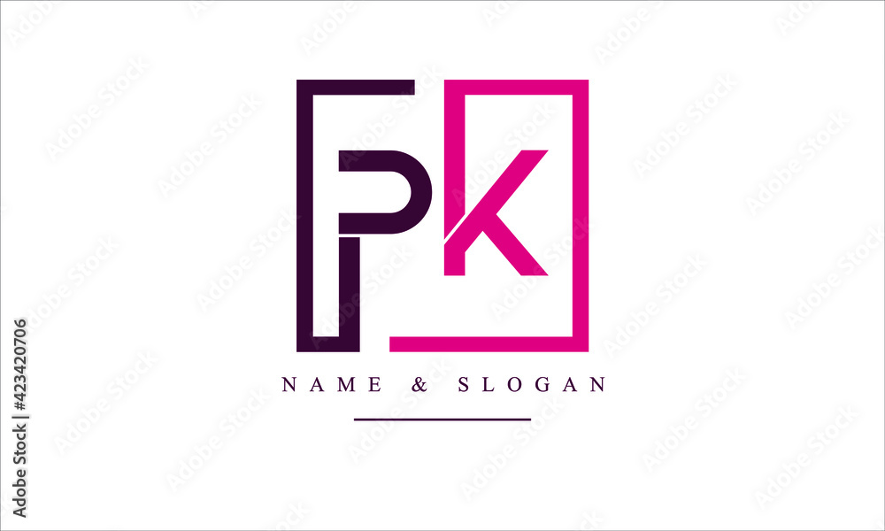 PK, KP, P, K abstract letters logo monogram - obrazy, fototapety, plakaty 