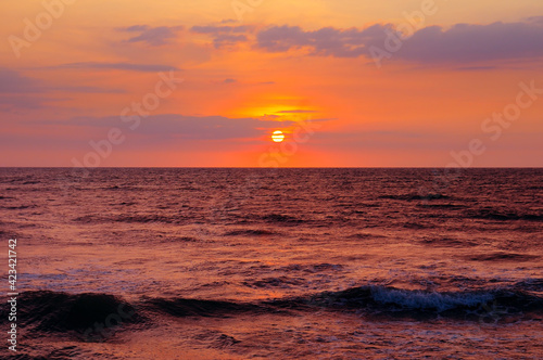 Beautiful sunrise over the tropical sea. Nature landscape