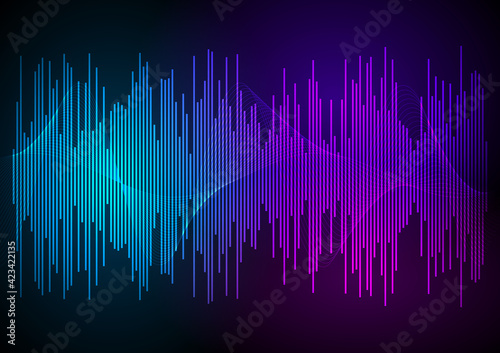 Color music equalizer - Sound waves abstract - purple background for different joyful events. Vector illustration eps 10 can be used presentation template, brochure layout page, cover magazine moskup