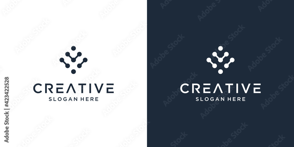 Minimalist elegant letter V with dot symbol logo design inspiration Minimalist elegant letter V with dot symbol logo design inspiration