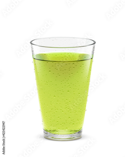 グラス 緑茶 飲み物 イラスト リアル 汗