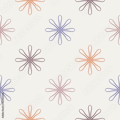 Abstract seamless pattern with mandala flower. Mosaic, tile, polka dot. Floral background.