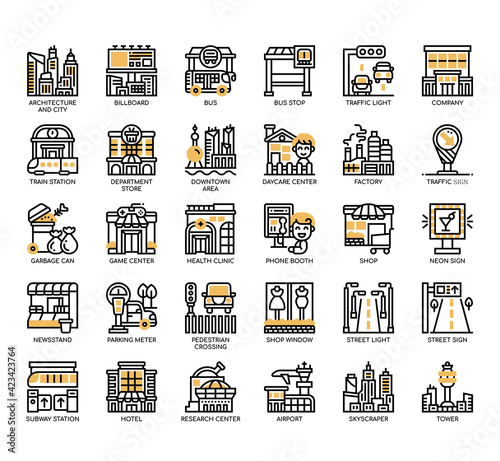 Set of downtown thin line and pixel perfect icons for any web and app project.