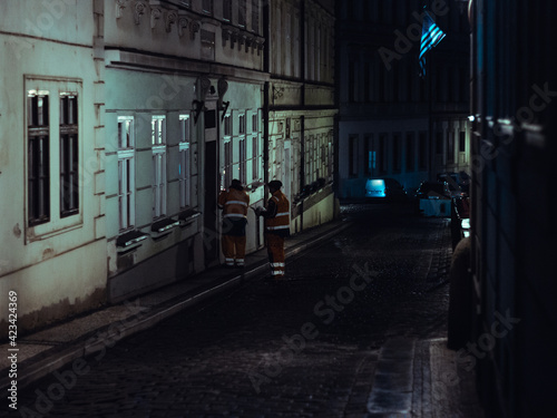 old street of Prague at night