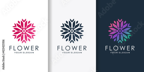 Flower logo template with creative gradient style