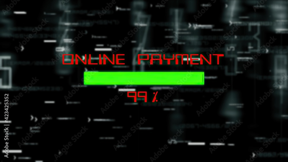 Online payment  progress bar on digital background