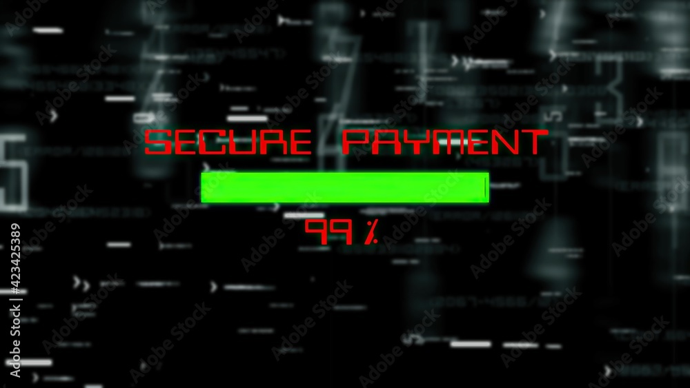 Secure payment data progress bar on digital background Secure payment data progress bar on digital background