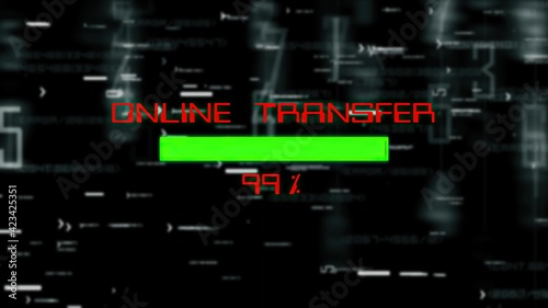 Online transfer progress bar on digital background