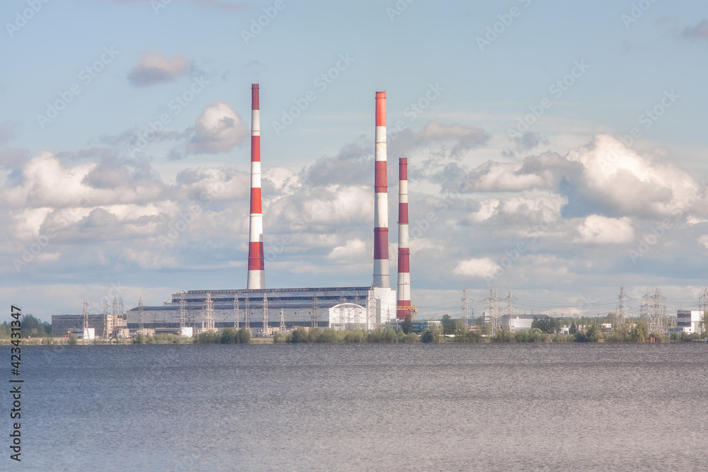 power plant with smoke