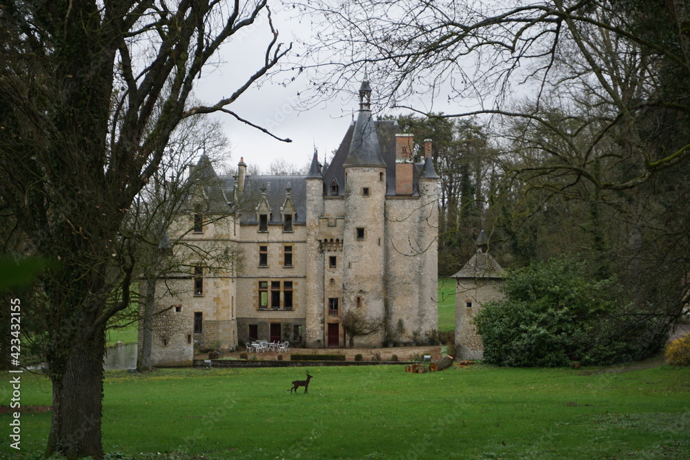 old castle in the park of l'Augère-St Menoux, France