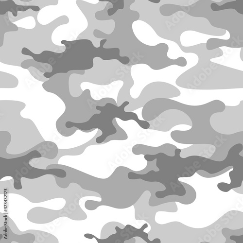 Camouflage seamless pattern. Military texture. Endless background of gray spots. Abstract camo. Print on fabric. Vector