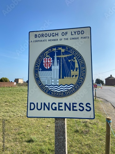 Dungeness Sign at entrance to Dungeness in Lydd Kent UK