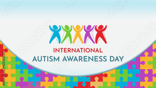 World autism awareness day illustration wallpaper with puzzle kids autism vector