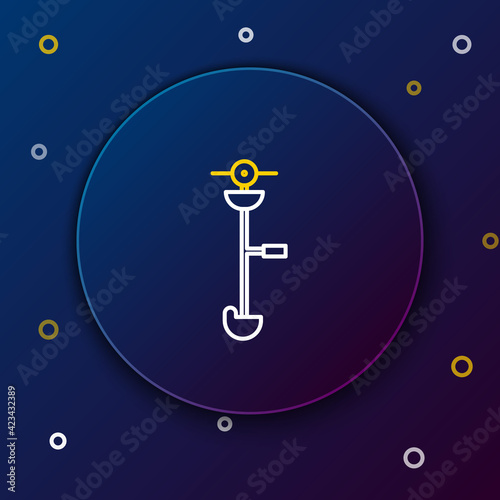 Line Grass and weed electric string trimmer icon isolated on blue background. Grass clipper, lawn mower isolated on white background. Colorful outline concept. Vector
