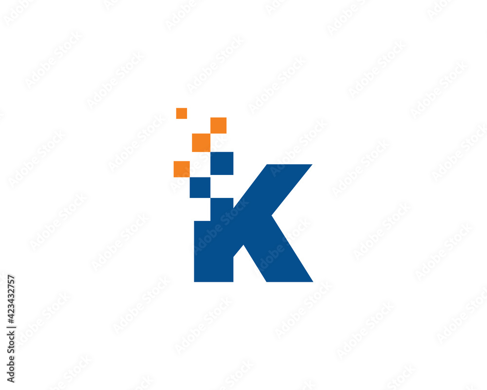 Obraz premium Letter K with Pixel Logo 001