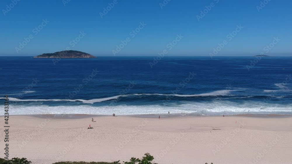 Aerial view of Piratininga beach in Niterói, Rio de Janeiro. Sunny day. Drone take Aerial view of Piratininga beach in Niterói, Rio de Janeiro. Sunny day. Drone take