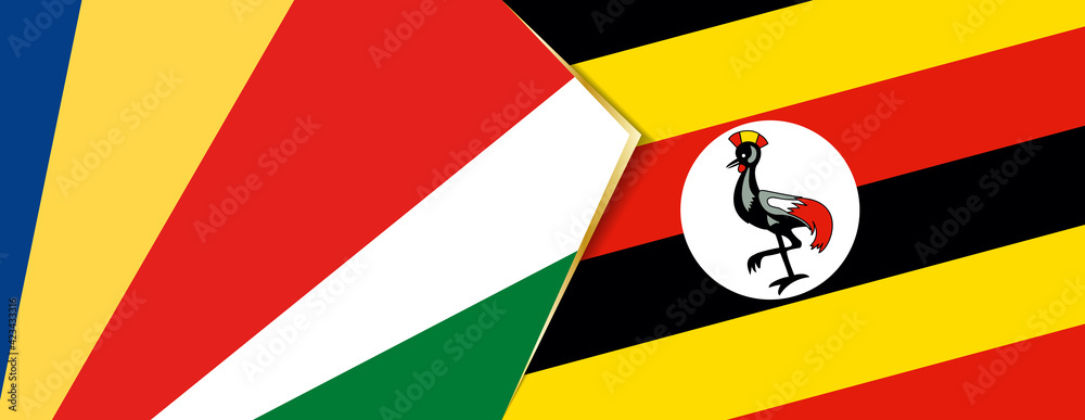 Seychelles and Uganda flags, two vector flags.