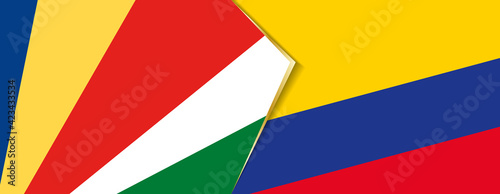 Seychelles and Colombia flags, two vector flags.