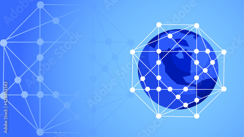 Global network connection concept. Big data visualization. Social network communication in the global computer networks. Internet technology. Business. Science. Stock Vector illustration
