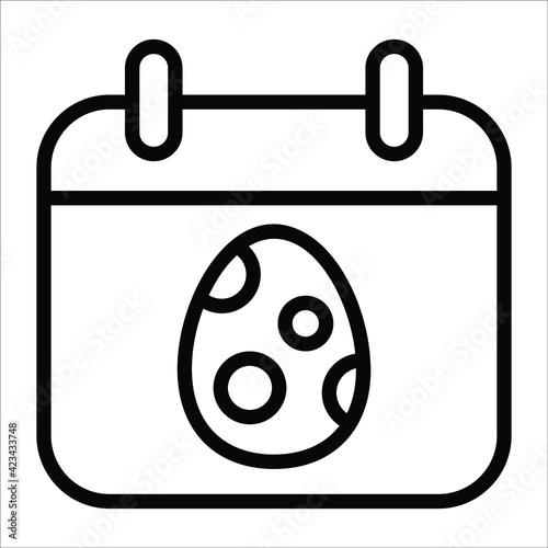 Easter egg on calendar simple  outline icon.