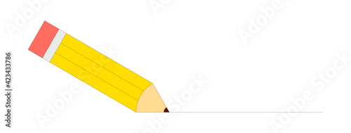 Yellow pencil drawing straight line Illustration isolated