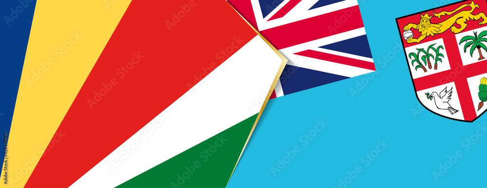 Seychelles and Fiji flags, two vector flags. Seychelles and Fiji flags, two vector flags.