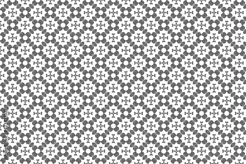 black and white seamless flower pattern. Geometric ornamental pattern.
