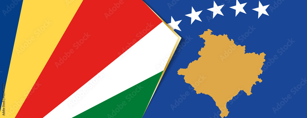 Seychelles and Kosovo flags, two vector flags.