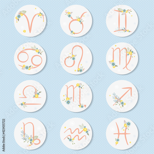 A set of zodiac symbols.Vector illustration.