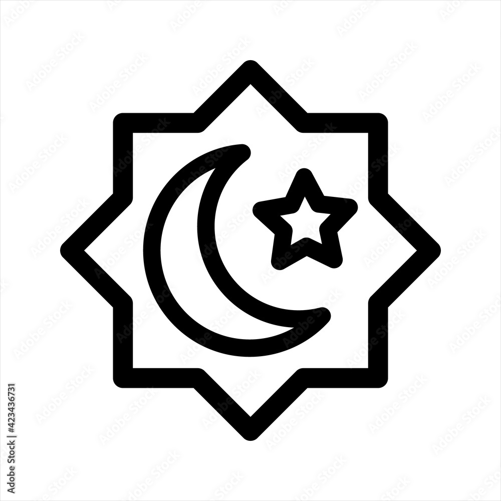 Pendant with moon star emblem ramadan arabic islamic celebration outline style icon Pendant with moon star emblem ramadan arabic islamic celebration outline style icon
