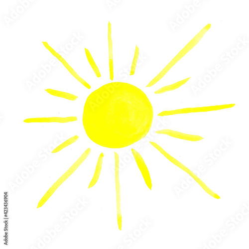 Summer illustration. Summer sun. Hand drawn watercolor sun icon