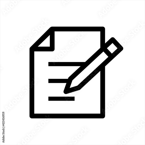 sheet of paper and pen. vector icon. vector icon. Notepad edit document with pencil icon. Vector illustration. Business concept note edit pictogram. File, Education, Pen, Pencil vector icon