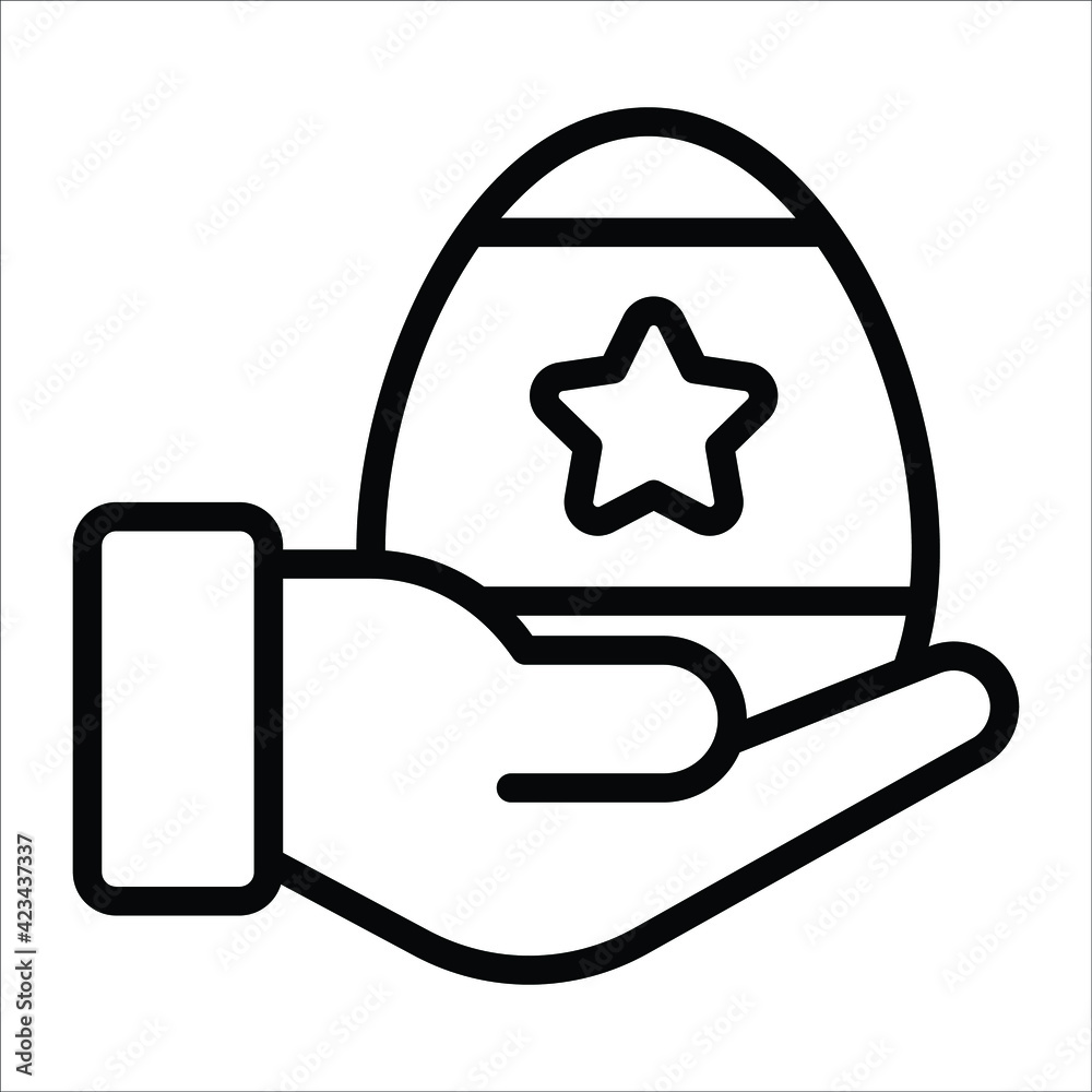 Hand giving Easter egg simple outline icon. Hand giving Easter egg simple outline icon.