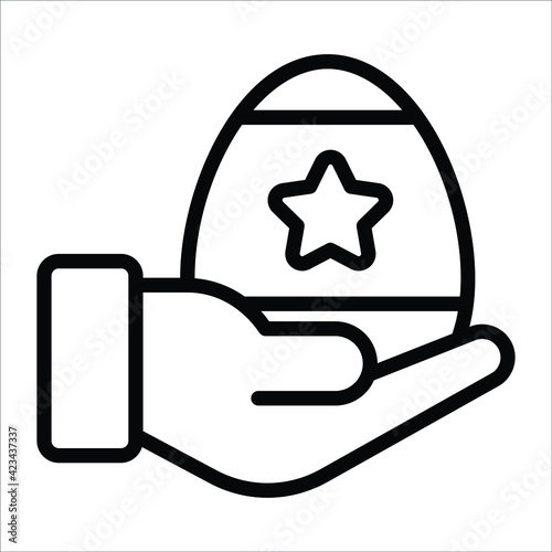 Hand giving Easter egg simple  outline icon.