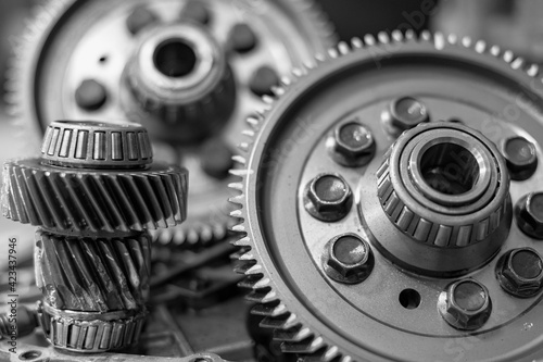 Car automatic transmission parts at shallow depth of field