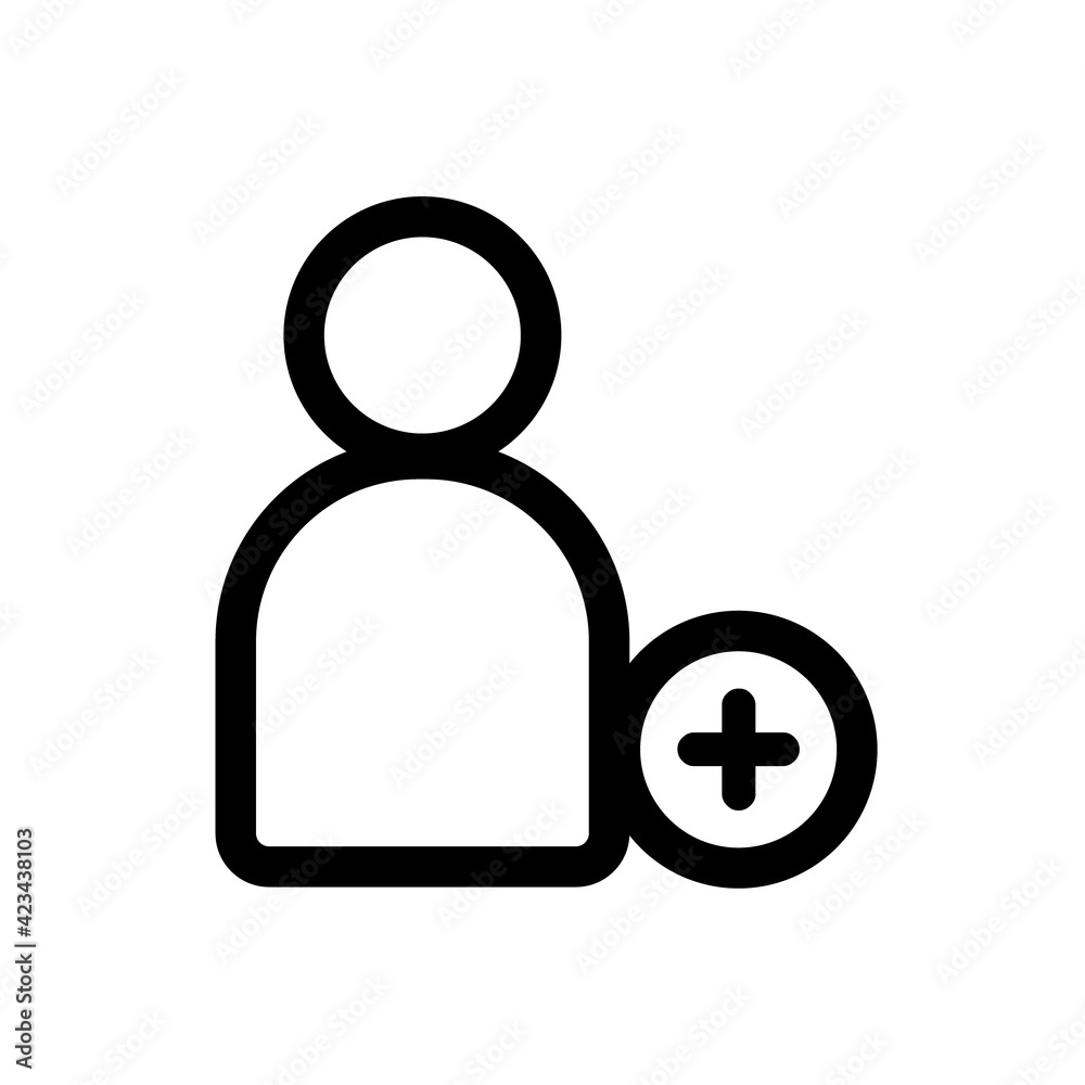 Add Friend Icon. Add user icon set. Vector plus person symbol. Add friend icon in linear style for social media. Web icon of add friend contact Add Friend Icon. Add user icon set. Vector plus person symbol. Add friend icon in linear style for social media. Web icon of add friend contact
