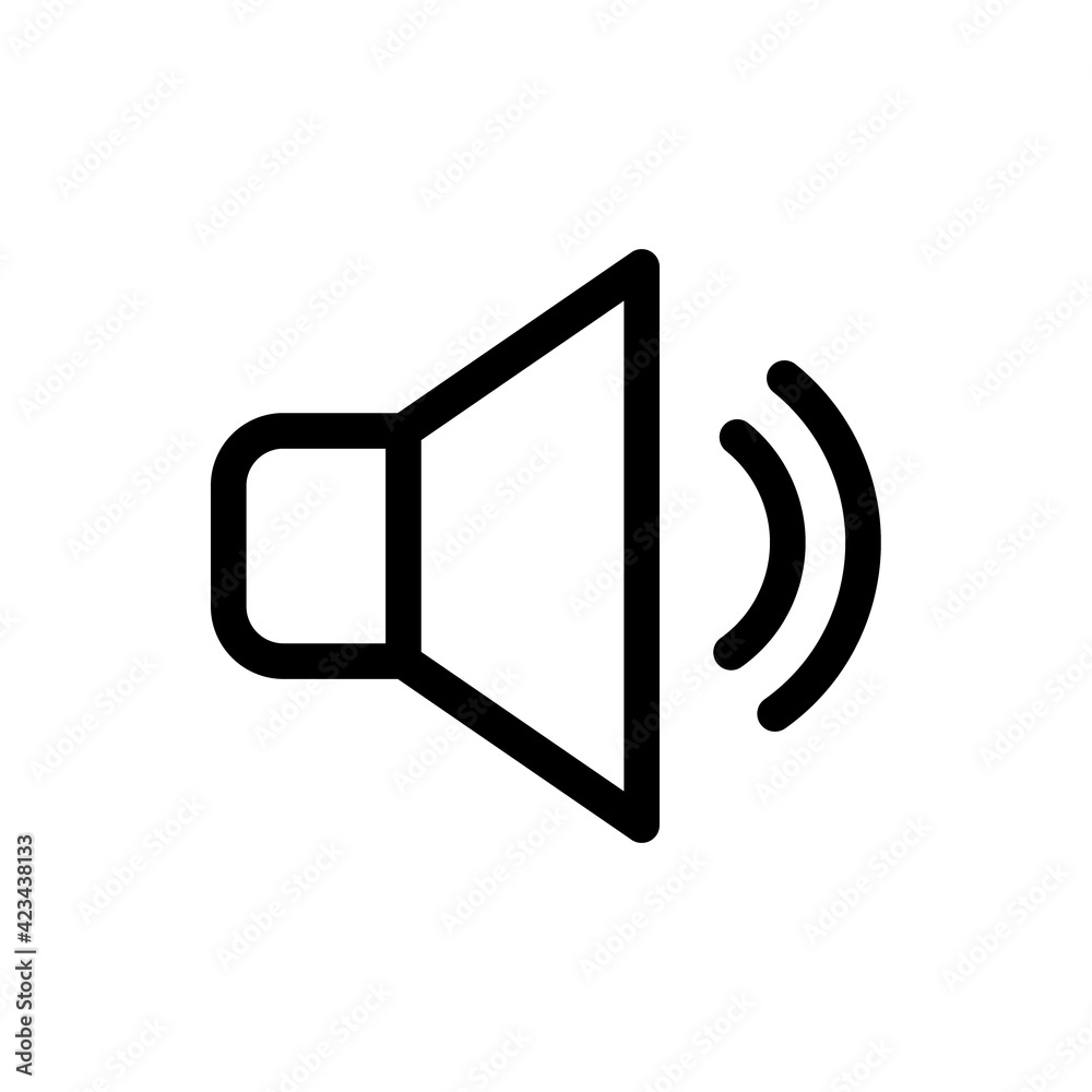 Volume up sound icon vector. Sound Icon, Vector Illustration. voice button icon for website. Audio speaker volume on line art. Volume Megaphone Icon Volume up sound icon vector. Sound Icon, Vector Illustration. voice button icon for website. Audio speaker volume on line art. Volume Megaphone Icon