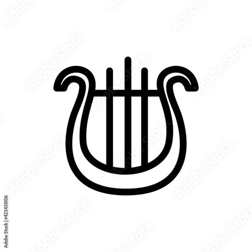 ancient harp and lyre icon isolated on white background. Vector illustration of lyre. Icon lyre, stringed musical instrument. Vector illustration.